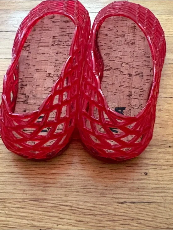 MIA Red Jelly Flats Woven Cage Slip On Square Toe Size 7 - Picture 3 of 5